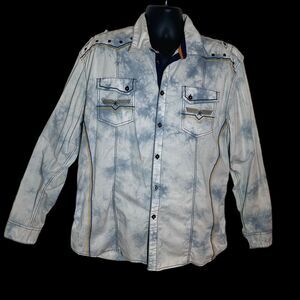Austin Season Western Shirt Sz XL Mens Embroidered Biker Cowboy Military Vibe